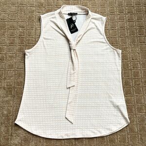 Adrianna Papell Tie Neck Sleeveless Top Women's L Office Career Professional NWT